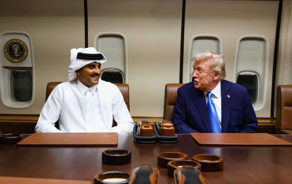 U.S. President Donald Trump meets with Qatar's Emir Sheikh Tamim bin Hamad Al Thani