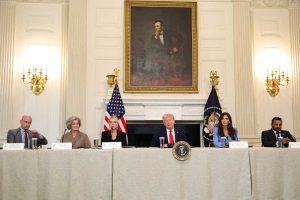 President Trump Holds Roundtable Discussion At The White House On Antifa