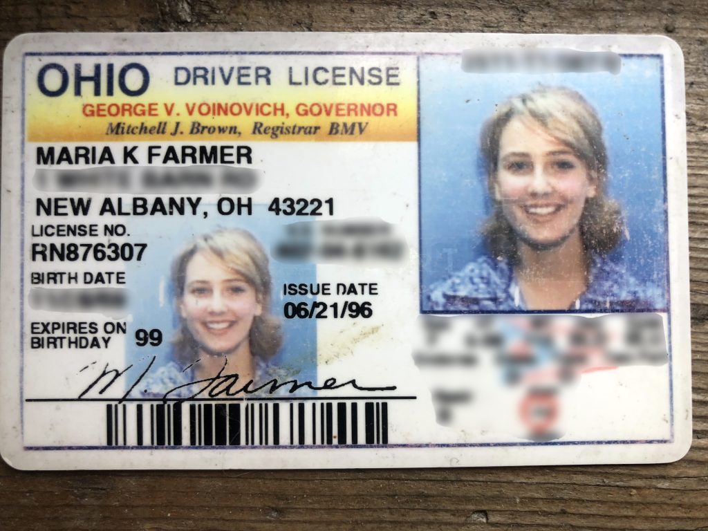Maria Farmer driver's license