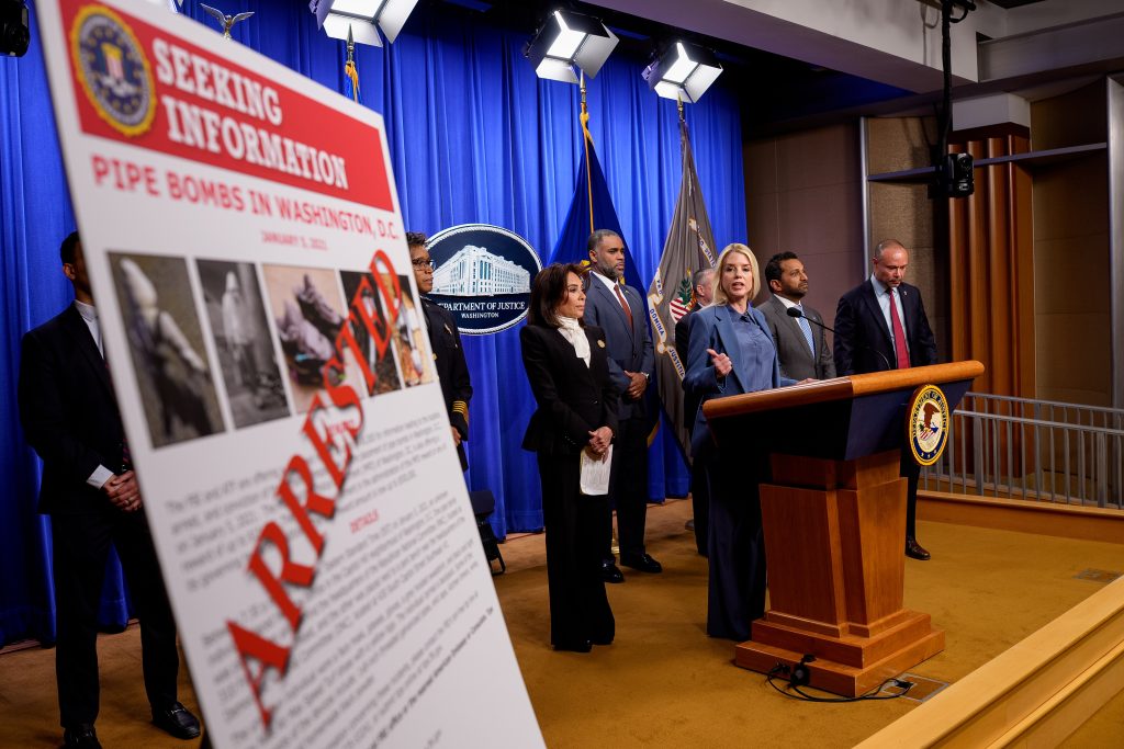 AG Bondi and FBI Director Patel Hold Press Conference On Jan. 6 Pipe Bomber